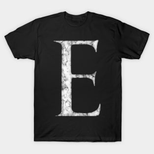 E in Roman White Marble Latin Alphabet Letter Sticker T-Shirt